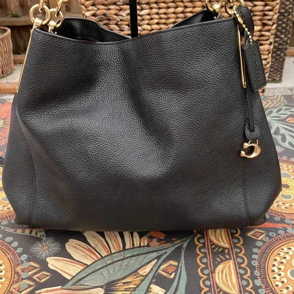 NIB - Coach Dalton 31 Polished Black Pebbled Leather Satchel 73545 - Picture 2 of 13